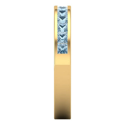 0.78 cttw Natural Swiss Blue Topaz Princess Cut Yellow Gold Eternity Wedding Band