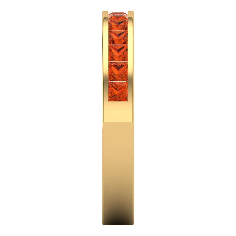 0.78 cttw Simulated Red Diamond Princess Cut Yellow Gold Eternity Wedding Band