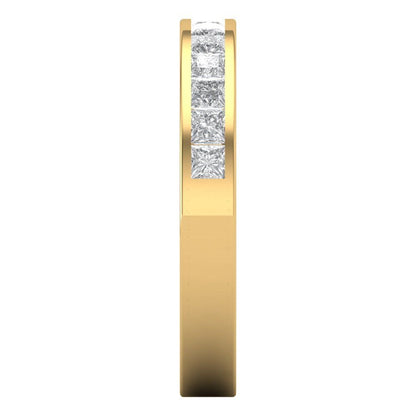 0.78 cttw Simulated Diamond Princess Cut Yellow Gold Eternity Wedding Band