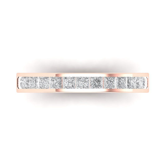 0.78 cttw Simulated Diamond Princess Cut Rose Gold Eternity Wedding Band