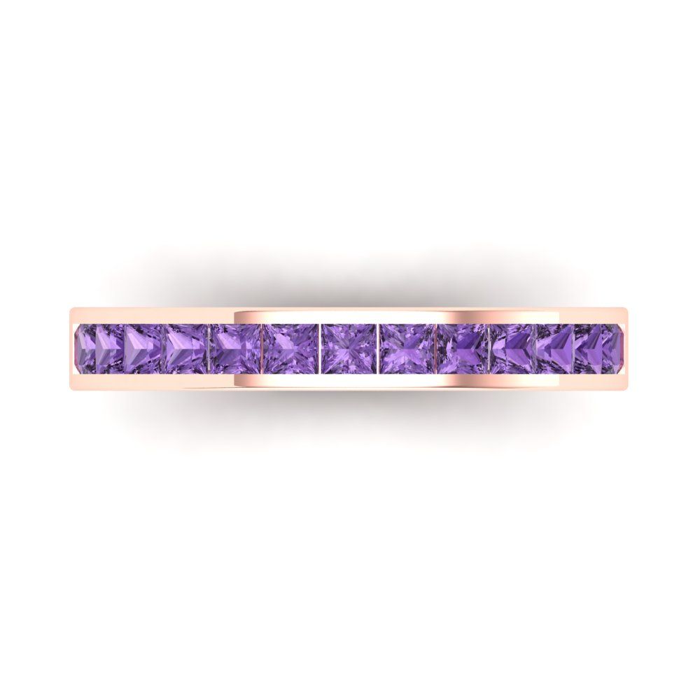 0.78 cttw Simulated Alexandrite Princess Cut Rose Gold Eternity Wedding Band
