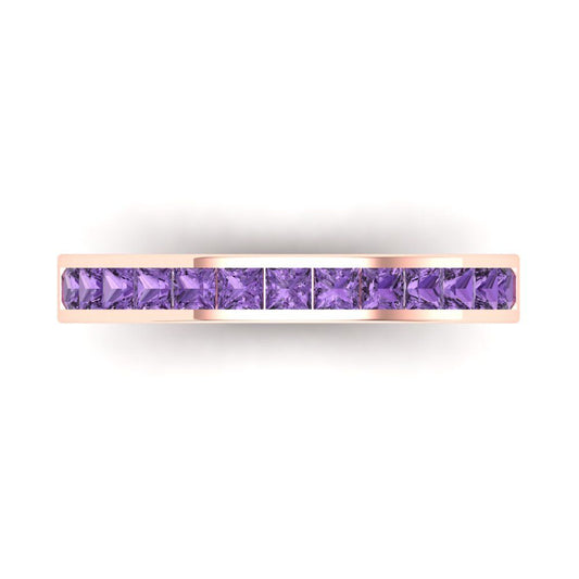 0.78 cttw Simulated Alexandrite Princess Cut Rose Gold Eternity Wedding Band