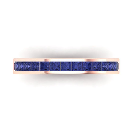 0.78 cttw Simulated Tanzanite Princess Cut Rose Gold Eternity Wedding Band
