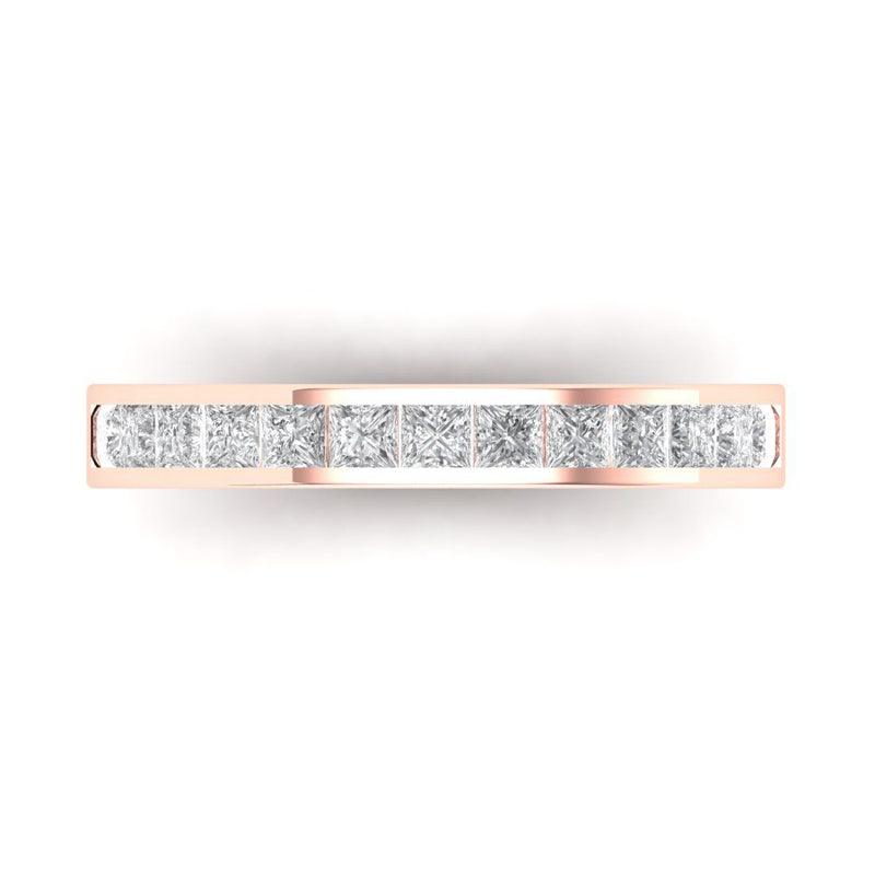 0.84 ct Brilliant Princess Cut Natural Diamond Stone Clarity SI1-2 Color G-H Rose Gold Stackable Band
