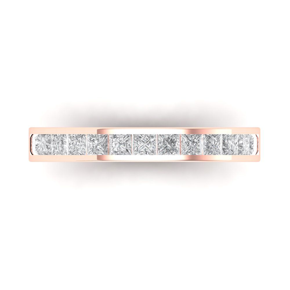 0.78 cttw White Sapphire Princess Cut Rose Gold Eternity Wedding Band