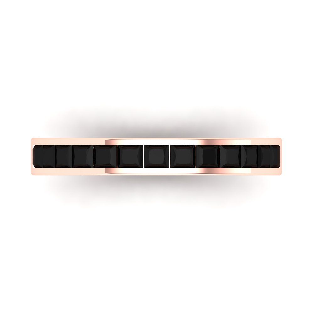 0.78 cttw Natural Onyx Princess Cut Rose Gold Eternity Wedding Band