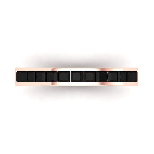 0.78 cttw Natural Onyx Princess Cut Rose Gold Eternity Wedding Band