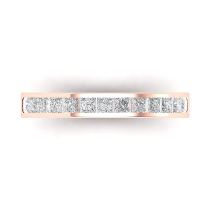0.78 cttw Moissanite Princess Cut Rose Gold Eternity Wedding Band