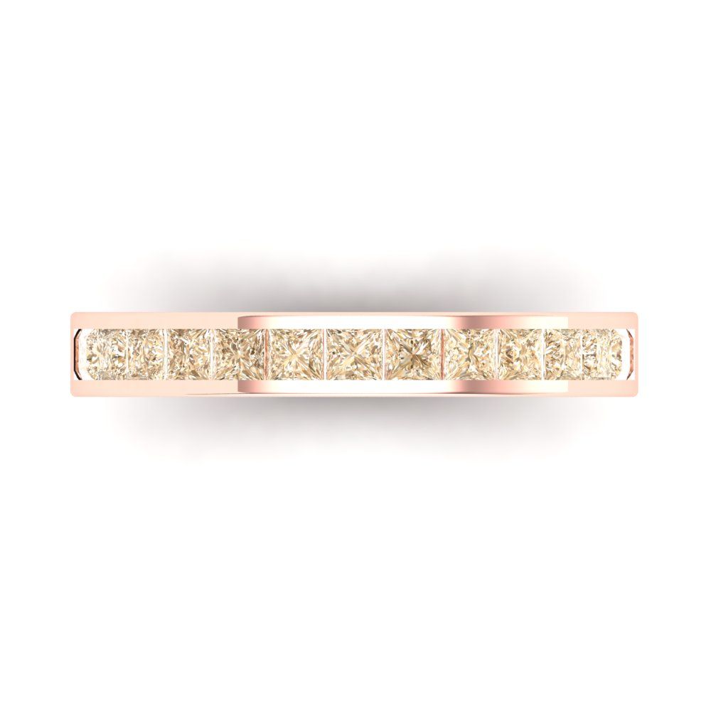 0.78 cttw Natural Morganite Princess Cut Rose Gold Eternity Wedding Band