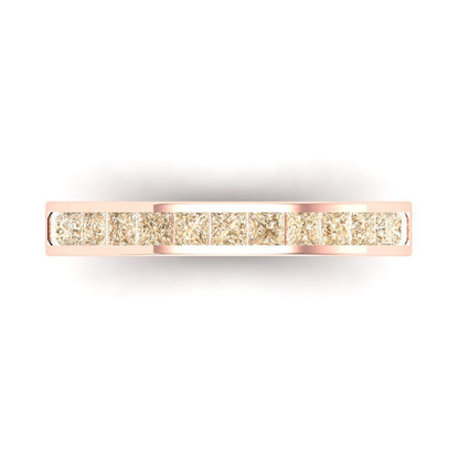 0.78 cttw Natural Morganite Princess Cut Rose Gold Eternity Wedding Band