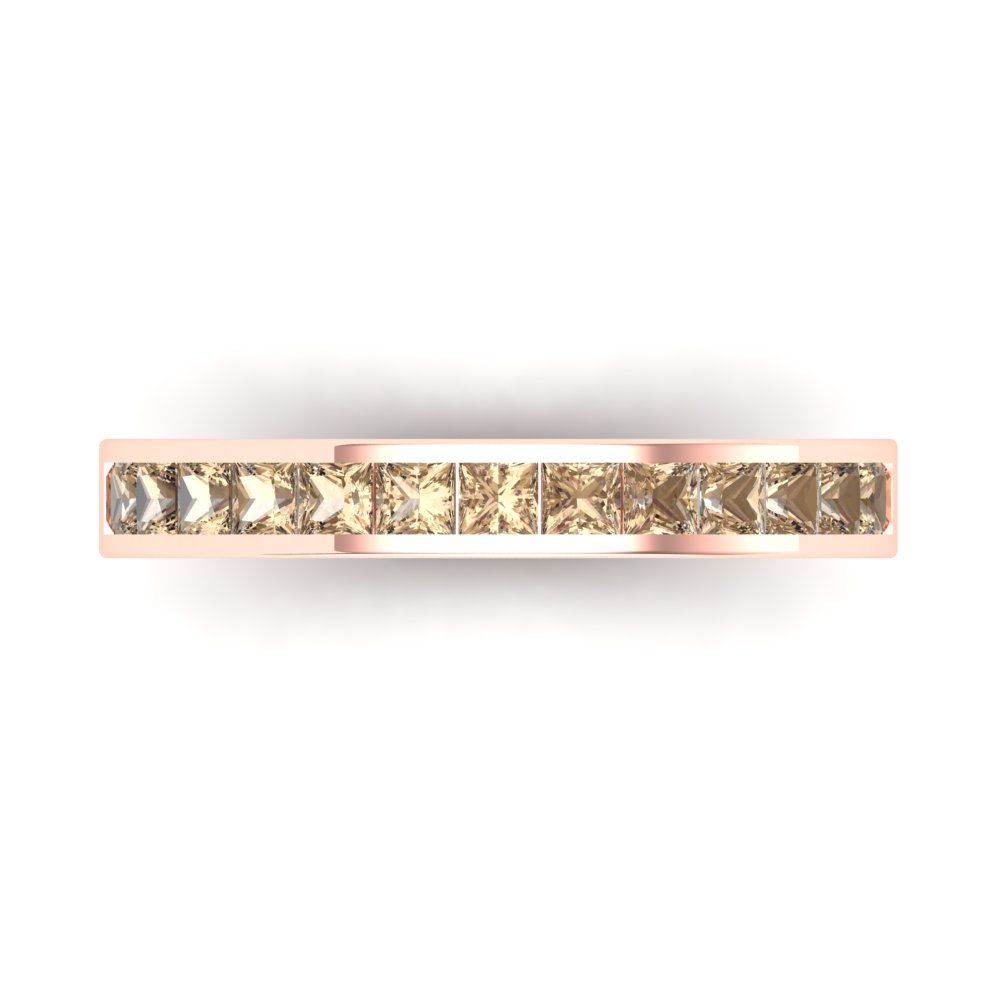 0.78 cttw Yellow Moissanite Princess Cut Rose Gold Eternity Wedding Band