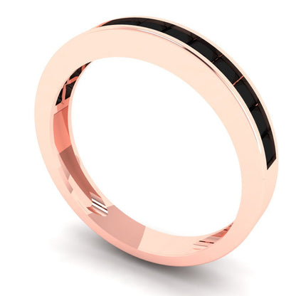 0.78 cttw Natural Onyx Princess Cut Rose Gold Eternity Wedding Band