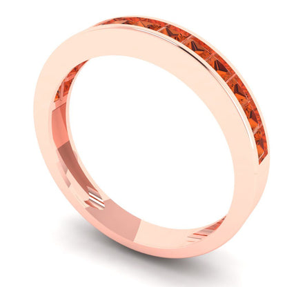 0.78 cttw Simulated Red Diamond Princess Cut Rose Gold Eternity Wedding Band
