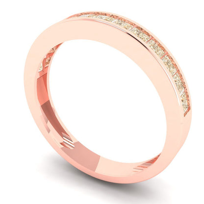 0.78 cttw Natural Morganite Princess Cut Rose Gold Eternity Wedding Band