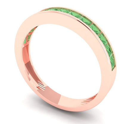 0.78 cttw Simulated Green Diamond Princess Cut Rose Gold Eternity Wedding Band