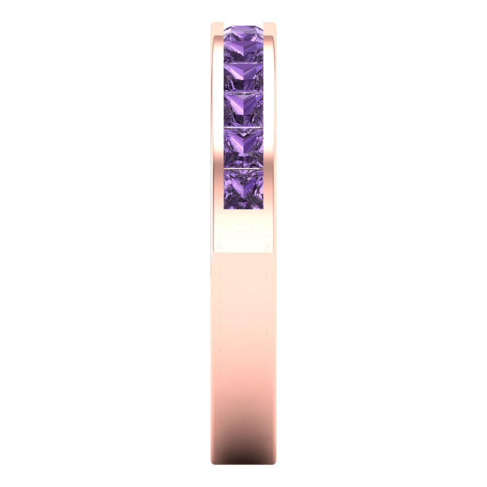 0.78 cttw Simulated Alexandrite Princess Cut Rose Gold Eternity Wedding Band
