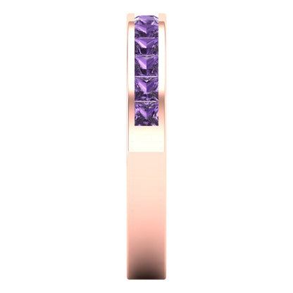 0.78 cttw Simulated Alexandrite Princess Cut Rose Gold Eternity Wedding Band