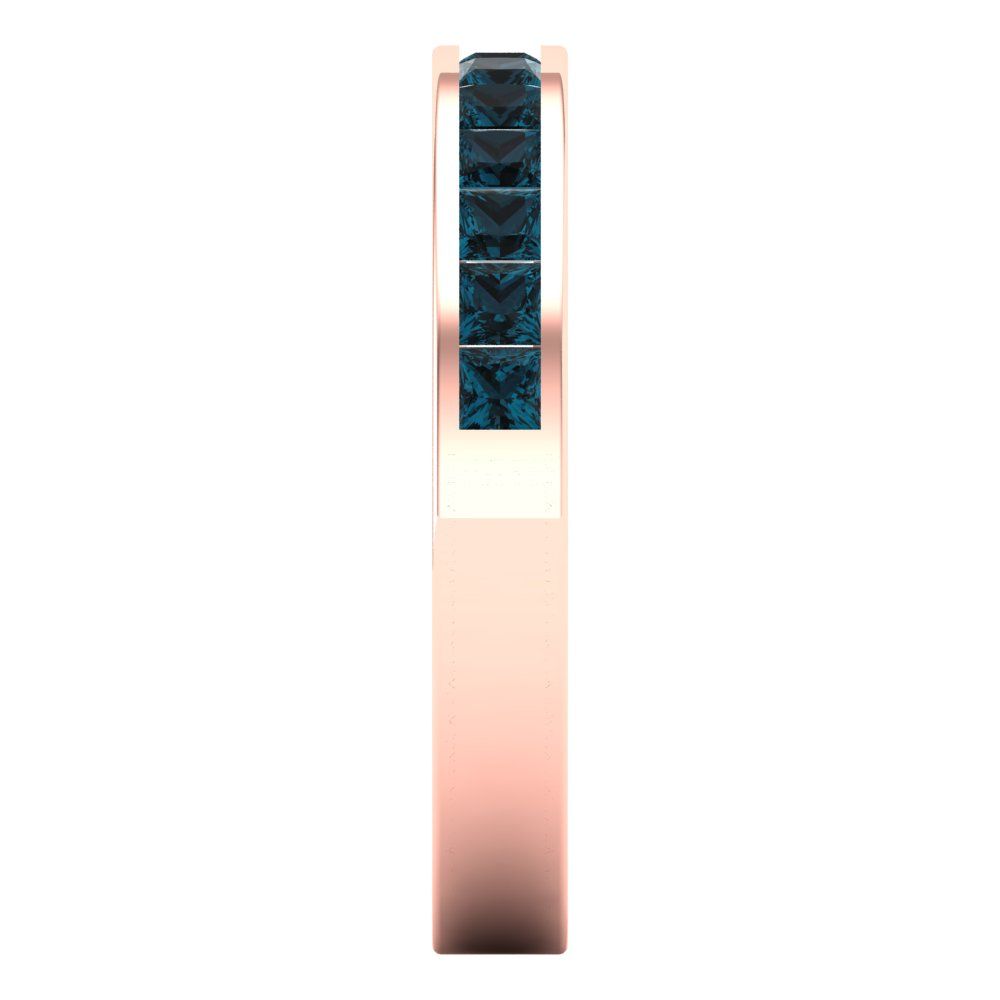0.78 cttw Natural London Blue Topaz Princess Cut Rose Gold Eternity Wedding Band