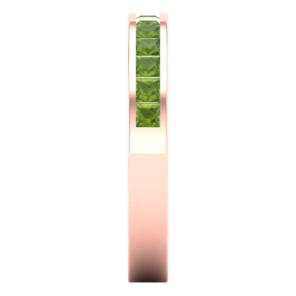 0.78 cttw Natural Peridot Princess Cut Rose Gold Eternity Wedding Band
