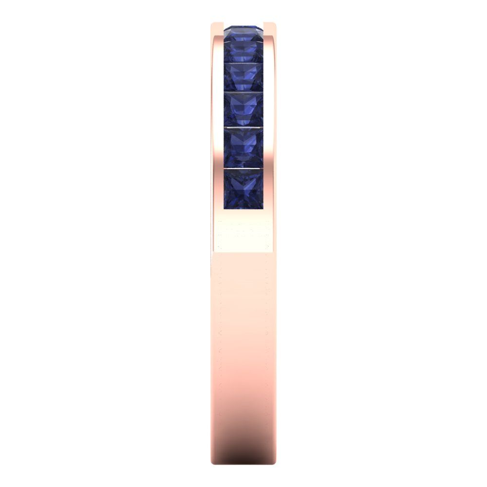 0.78 cttw Simulated Blue Sapphire Princess Cut Rose Gold Eternity Wedding Band