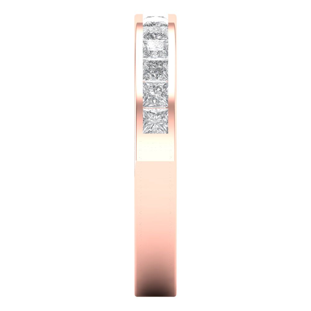 0.78 cttw Moissanite Princess Cut Rose Gold Eternity Wedding Band