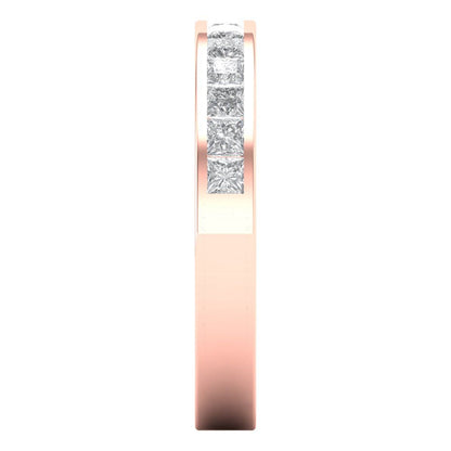 0.78 cttw Moissanite Princess Cut Rose Gold Eternity Wedding Band