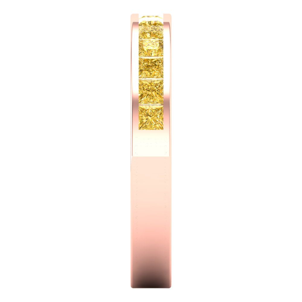 0.78 cttw Natural Citrine Princess Cut Rose Gold Eternity Wedding Band
