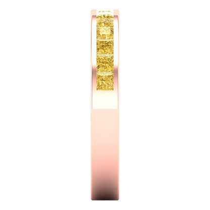 0.78 cttw Natural Citrine Princess Cut Rose Gold Eternity Wedding Band
