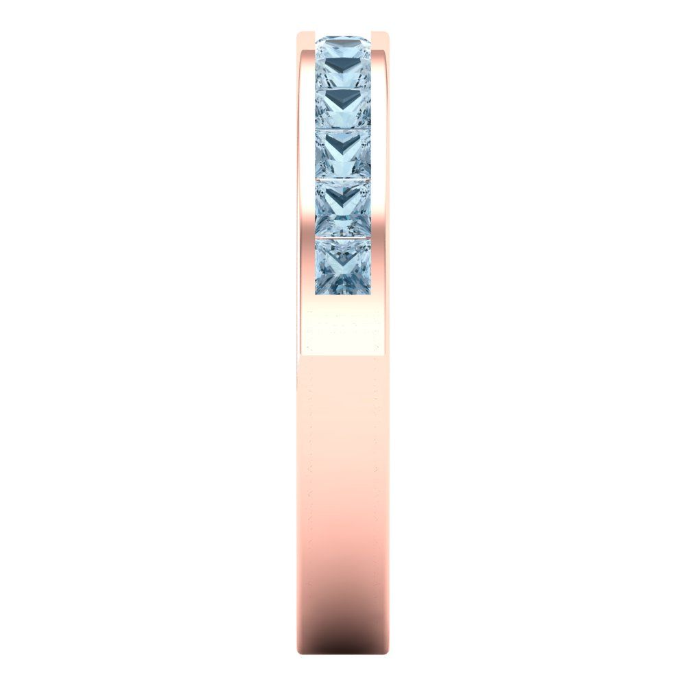 0.78 cttw Natural Sky Blue Topaz Princess Cut Rose Gold Eternity Wedding Band