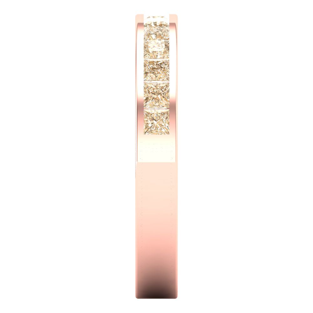 0.78 cttw Natural Morganite Princess Cut Rose Gold Eternity Wedding Band