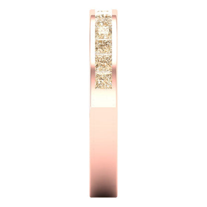 0.78 cttw Natural Morganite Princess Cut Rose Gold Eternity Wedding Band