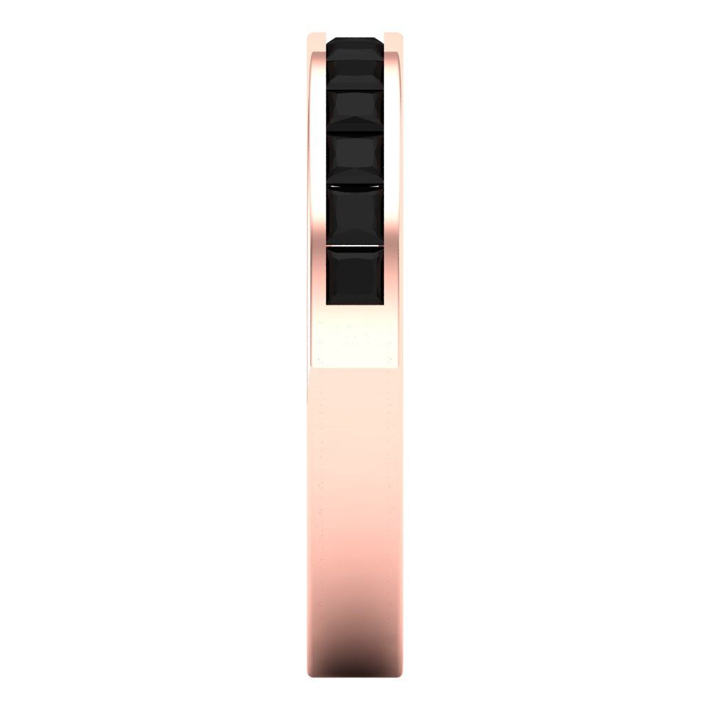 0.78 cttw Natural Onyx Princess Cut Rose Gold Eternity Wedding Band