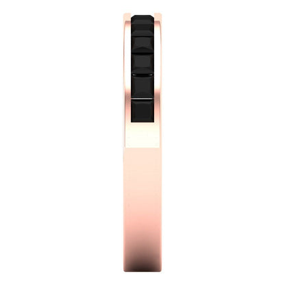 0.78 cttw Natural Onyx Princess Cut Rose Gold Eternity Wedding Band