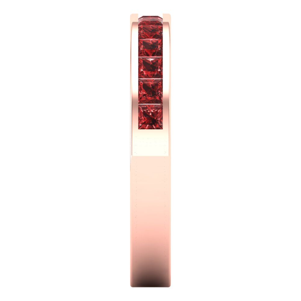 0.78 cttw Natural Garnet Princess Cut Rose Gold Eternity Wedding Band