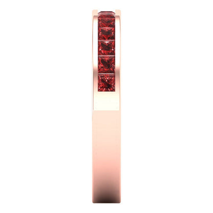 0.78 cttw Natural Garnet Princess Cut Rose Gold Eternity Wedding Band