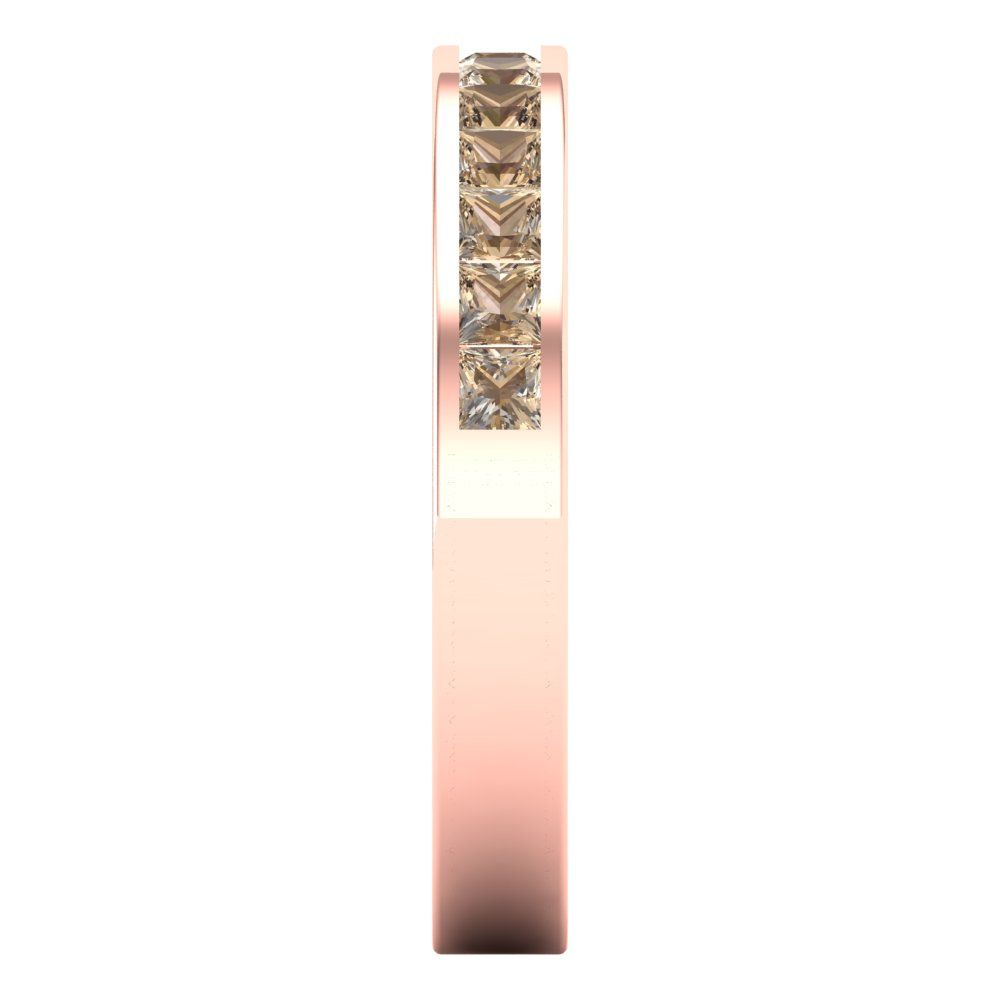 0.78 cttw Yellow Moissanite Princess Cut Rose Gold Eternity Wedding Band