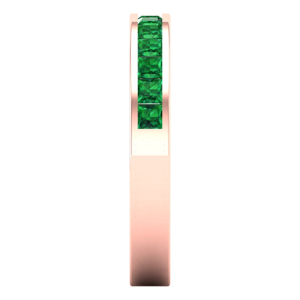 0.78 cttw Simulated Emerald Princess Cut Rose Gold Eternity Wedding Band