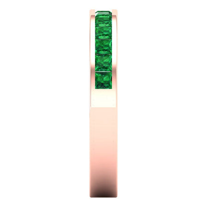 0.78 cttw Simulated Emerald Princess Cut Rose Gold Eternity Wedding Band