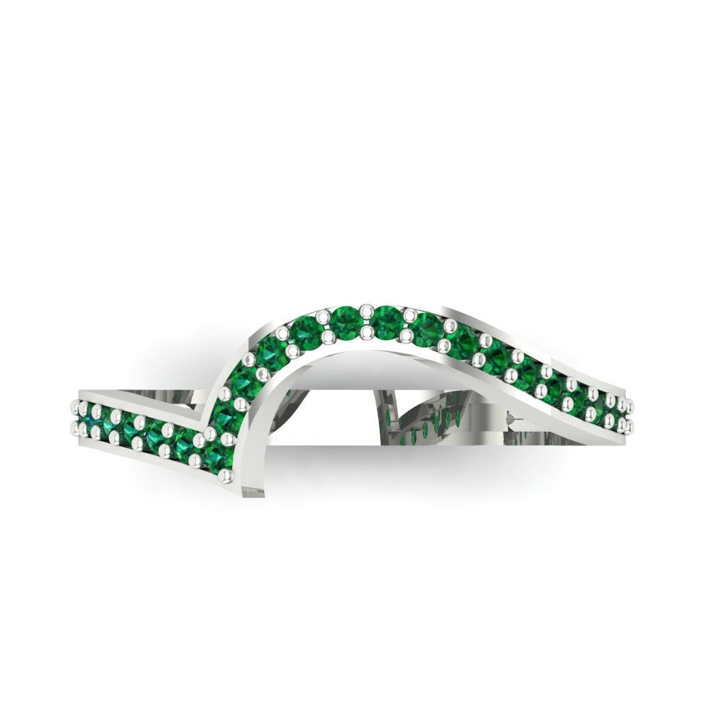 0.165 cttw Simulated Emerald Round Cut White Gold Eternity Wedding Band