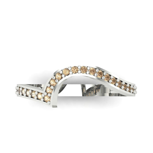0.165 cttw Yellow Moissanite Round Cut White Gold Eternity Wedding Band