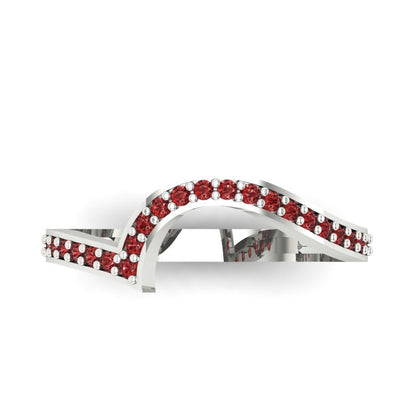 0.165 cttw Natural Garnet Round Cut White Gold Eternity Wedding Band