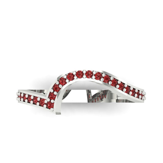 0.165 cttw Natural Garnet Round Cut White Gold Eternity Wedding Band