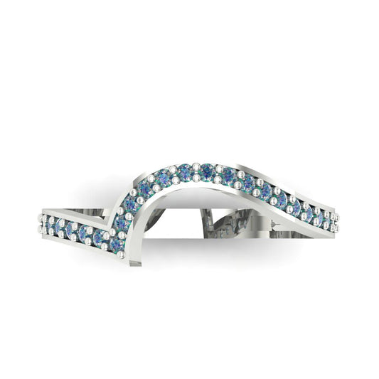 0.165 cttw Blue Moissanite Round Cut White Gold Eternity Wedding Band