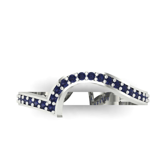 0.165 cttw Simulated Blue Sapphire Round Cut White Gold Eternity Wedding Band