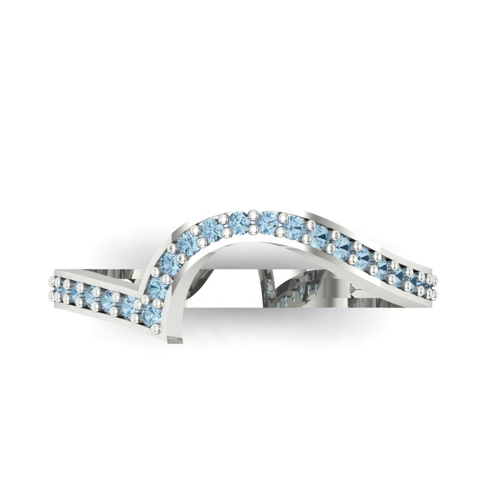 0.165 cttw Natural Swiss Blue Topaz Round Cut White Gold Eternity Wedding Band