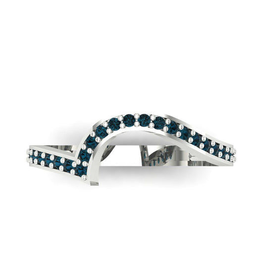0.165 cttw Natural London Blue Topaz Round Cut White Gold Eternity Wedding Band