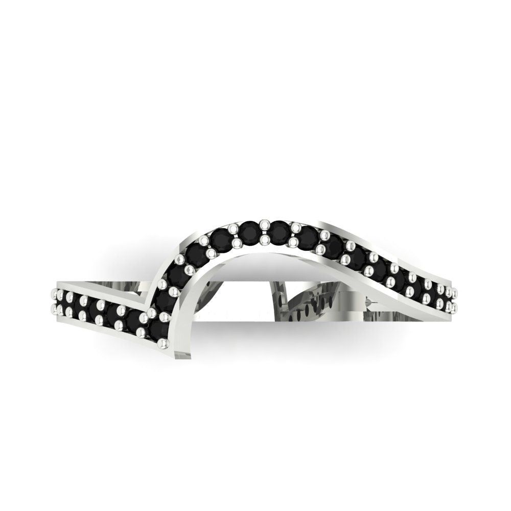 0.165 cttw Natural Onyx Round Cut White Gold Eternity Wedding Band
