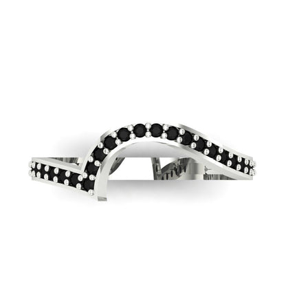 0.165 cttw Natural Onyx Round Cut White Gold Eternity Wedding Band