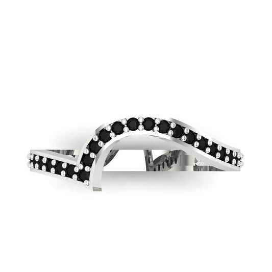 0.165 cttw Natural Onyx Round Cut White Gold Eternity Wedding Band