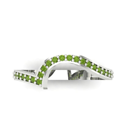 0.165 cttw Natural Peridot Round Cut White Gold Eternity Wedding Band